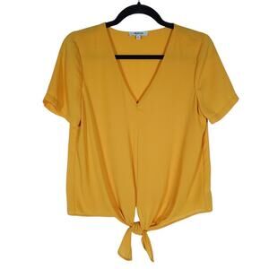 Madewell Tungsten Glow Top XS Yellow Front Tie Short Sleeve Feminine Tomato Girl